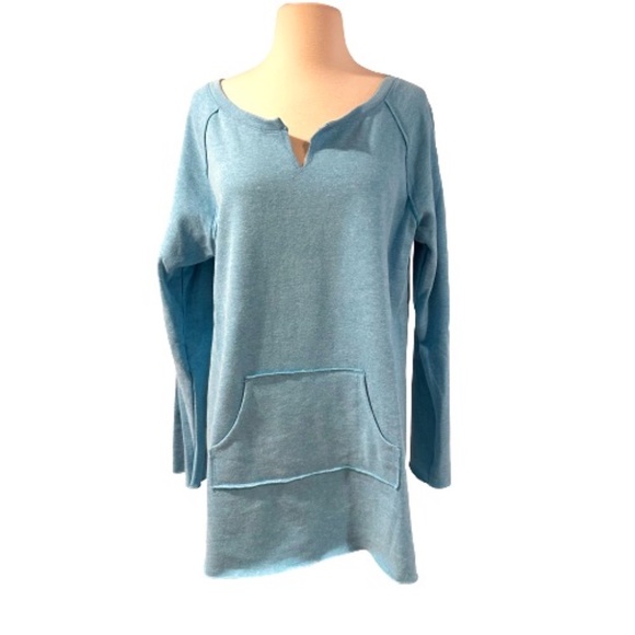 CALVIN KLEIN PERFORMANCE Sweatshirt Tunic Fleece Athleisure Aqua Medium - Picture 1 of 6